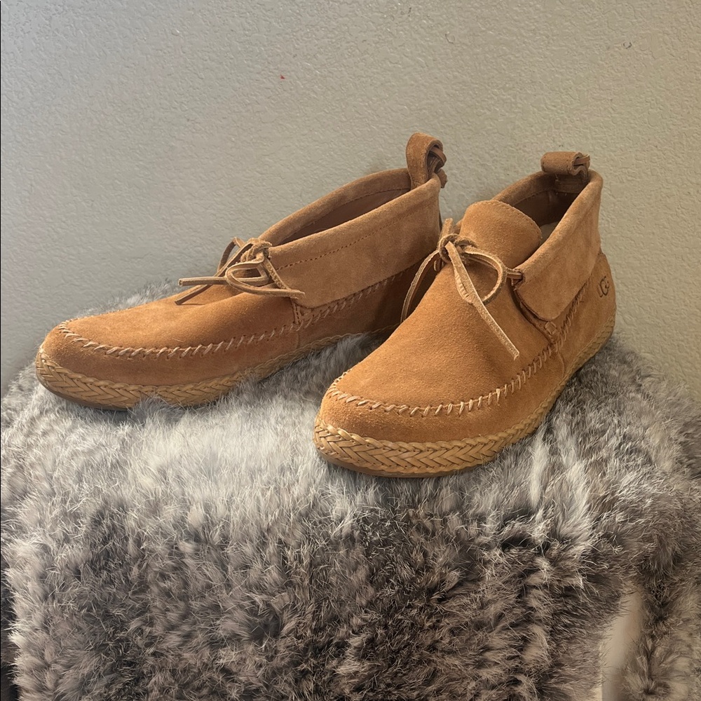 UGG Womens Size 9.5 Woodlyn Brown Suede Moc Moccasin Booties Lace Up
1094814